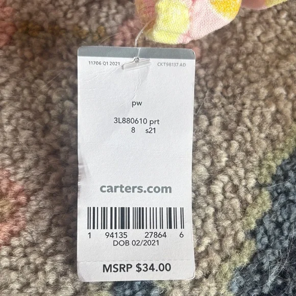 Carter’s Pink Lemon Print Sundress Girls Size 8 NWT Linen Blend - Picture 5 of 5